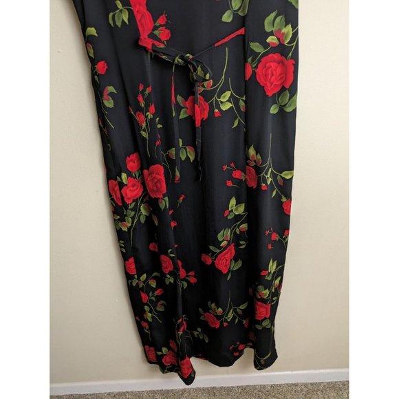 Vintage 90s size 8 rose print black floral button down midi dress - Picture 7 of 9